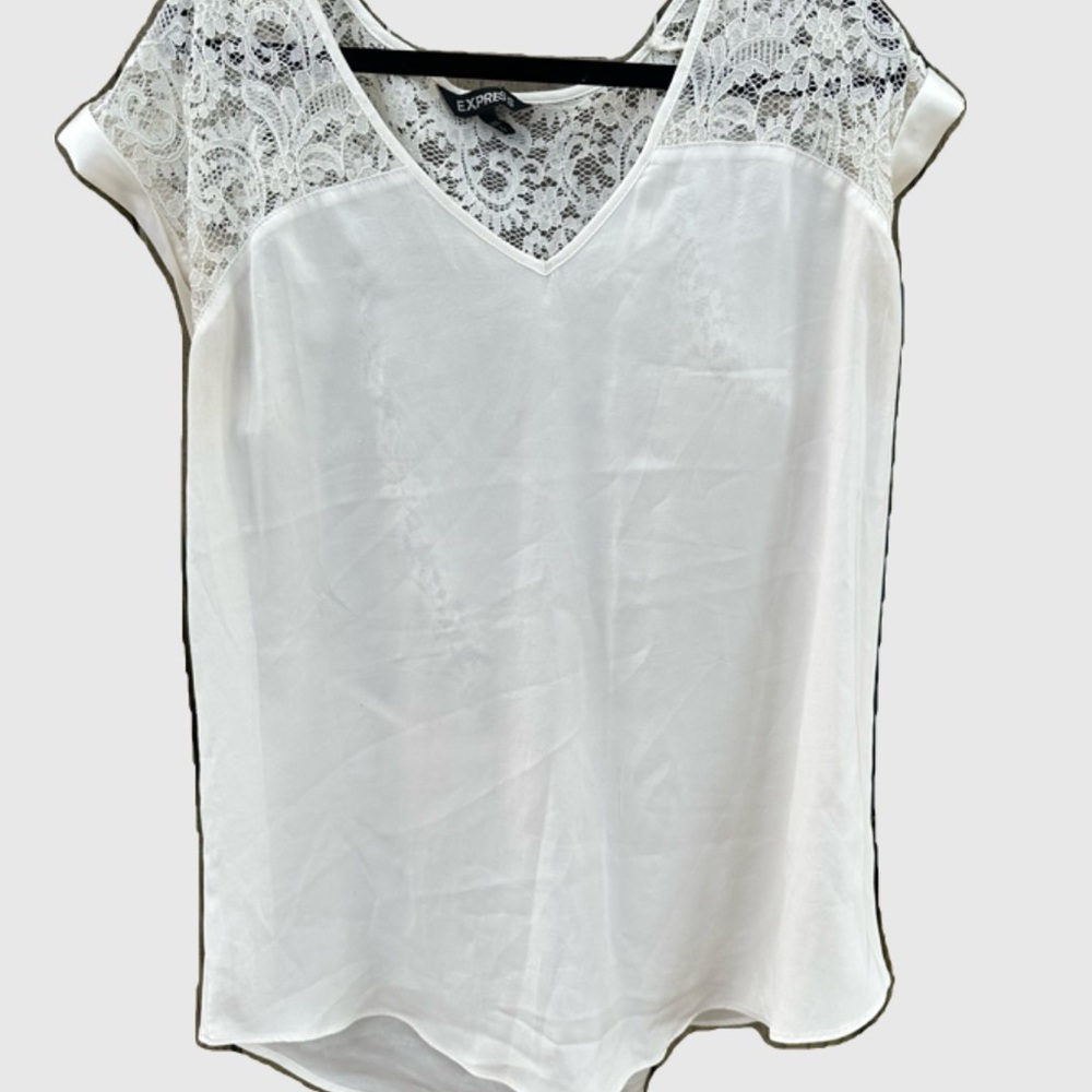 Express Cream Lace Asymmetrical Blouse
